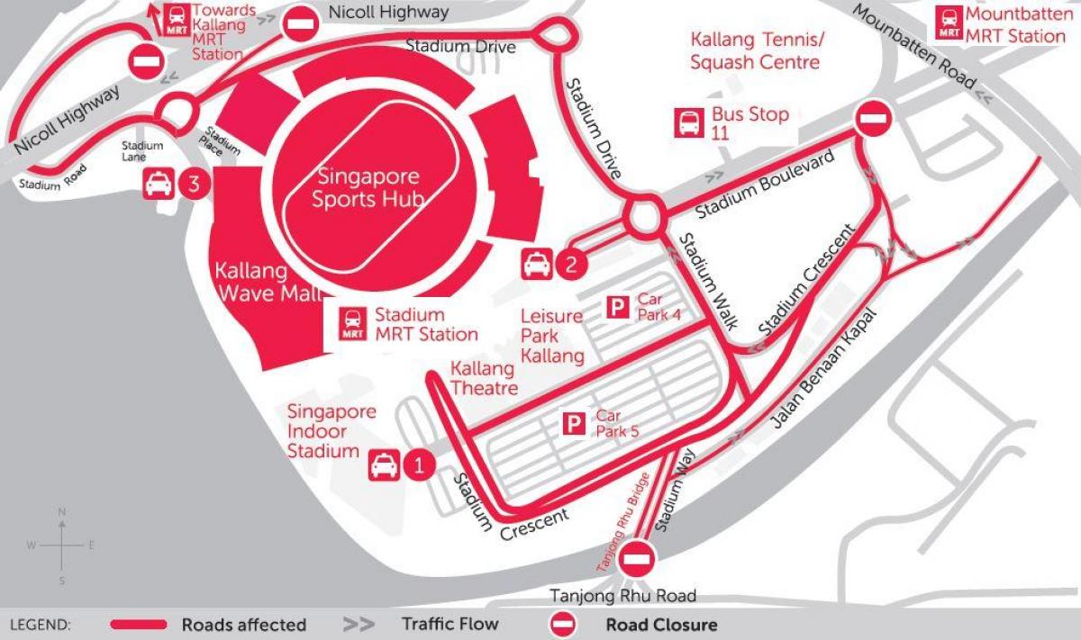 แผนที่ของสิงคโปร์กีฬาฮับ