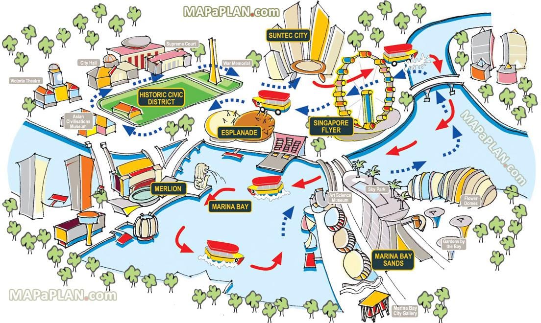 สิงคโปร์นแผนที่สำหรับนักท่องเที่ยวหน่อย