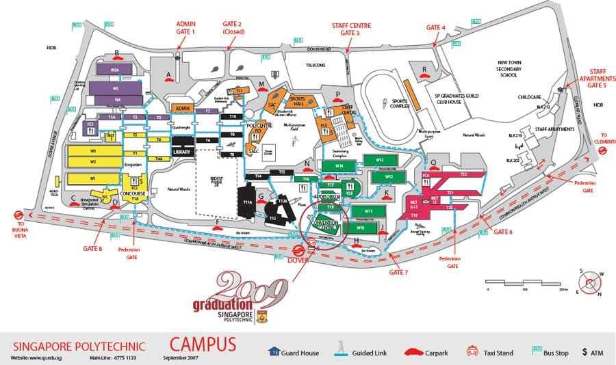 แผนที่ของสิงคโปร์ Polytechnic
