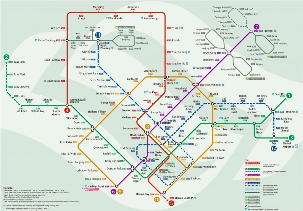 แผนที่ของ mrt สิงคโปร์