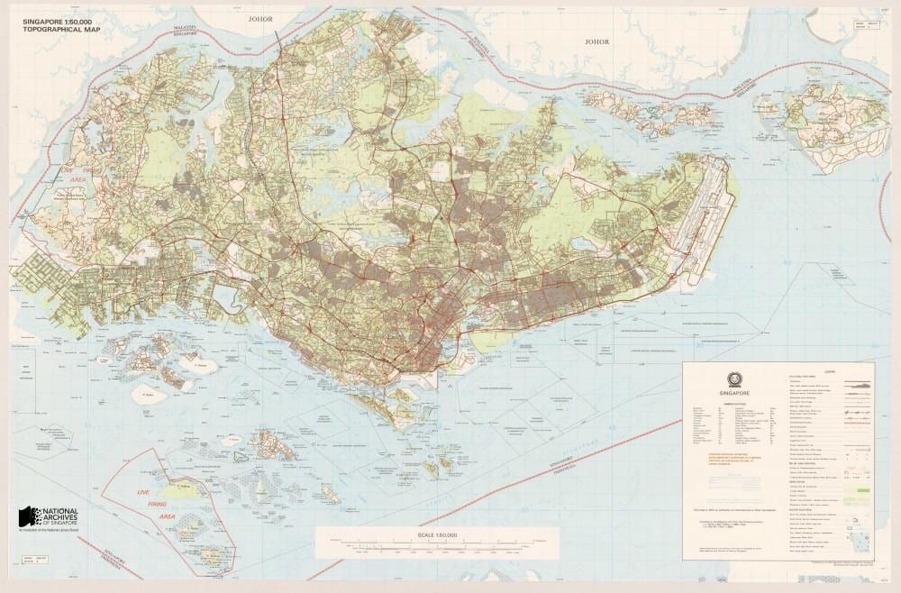 แผนที่ของสิงคโปร์ topographic