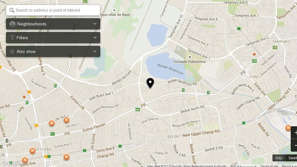 แผนที่ของ Bedok สิงคโปร์