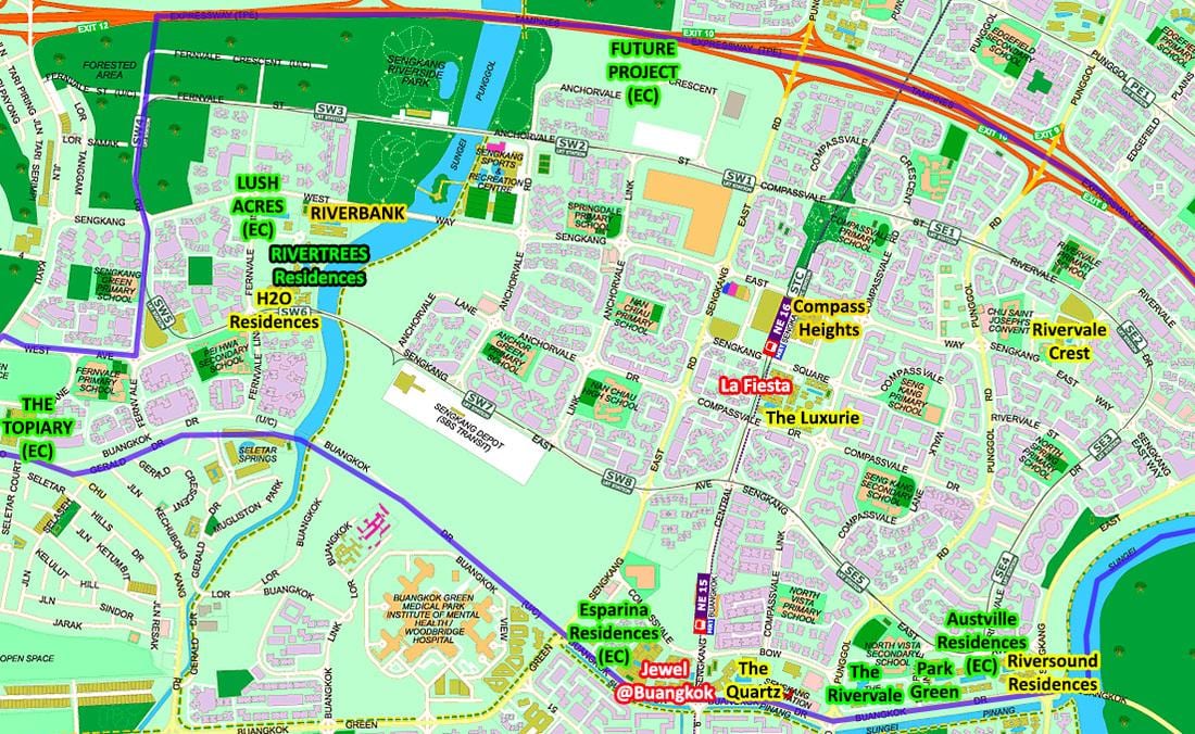 แผนที่ของ Sengkang สิงคโปร์