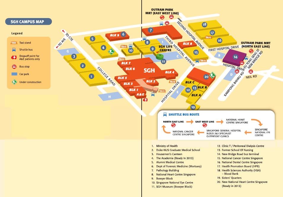 สิงคโปร์นายพลโรงพยาบาลแผนที่