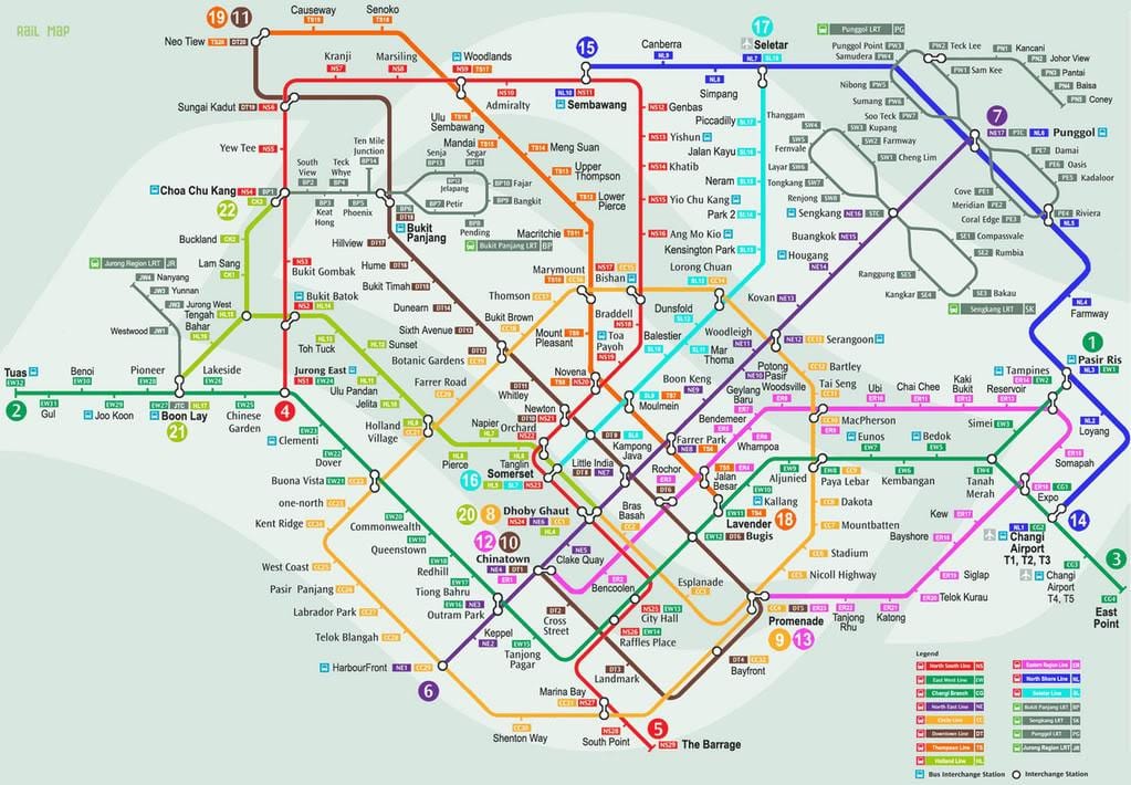 smrt สิงคโปร์นแผนที่