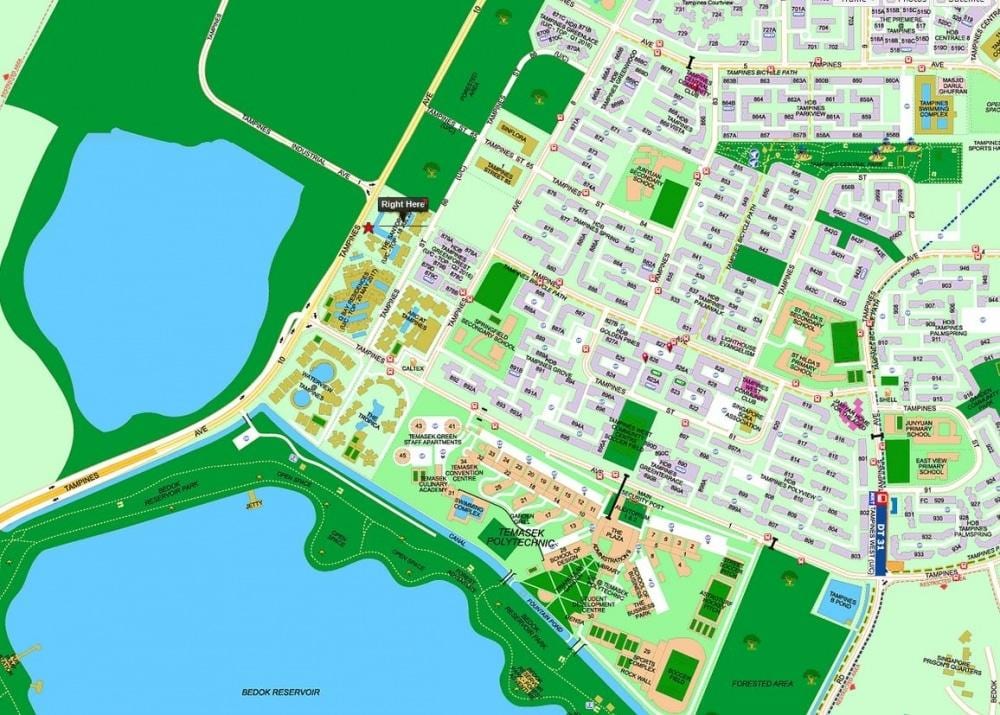 แผนที่ของ tampines สิงคโปร์
