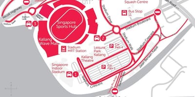 แผนที่ของสิงคโปร์กีฬาฮับ