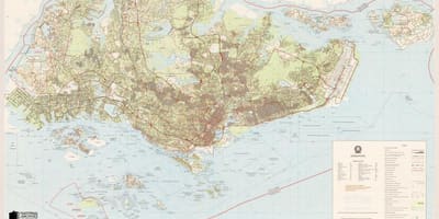 แผนที่ของสิงคโปร์ topographic